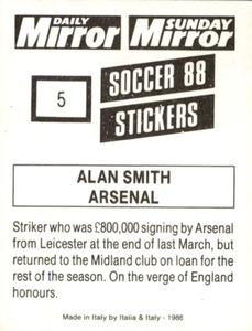 1987-88 Daily Mirror/Sunday Mirror Soccer 88 Stickers #5 Alan Smith Back