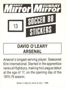 1987-88 Daily Mirror/Sunday Mirror Soccer 88 Stickers #13 David O'Leary Back
