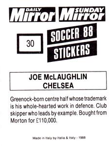 1987-88 Daily Mirror/Sunday Mirror Soccer 88 Stickers #30 Joe McLaughlin Back