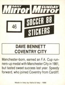 1987-88 Daily Mirror/Sunday Mirror Soccer 88 Stickers #46 Dave Bennett Back