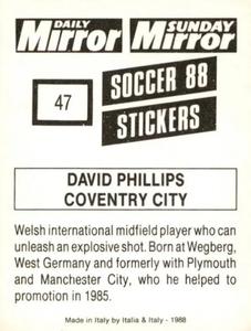 1987-88 Daily Mirror/Sunday Mirror Soccer 88 Stickers #47 David Phillips Back