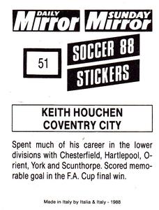 1987-88 Daily Mirror/Sunday Mirror Soccer 88 Stickers #51 Keith Houchen Back