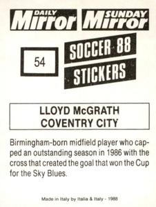 1987-88 Daily Mirror/Sunday Mirror Soccer 88 Stickers #54 Lloyd McGrath Back