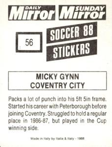 1987-88 Daily Mirror/Sunday Mirror Soccer 88 Stickers #56 Micky Gynn Back