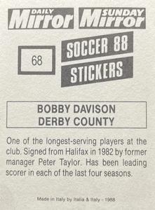 1987-88 Daily Mirror/Sunday Mirror Soccer 88 Stickers #68 Bobby Davison Back