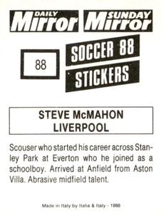 1987-88 Daily Mirror/Sunday Mirror Soccer 88 Stickers #88 Steve McMahon Back