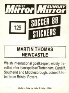 1987-88 Daily Mirror/Sunday Mirror Soccer 88 Stickers #129 Martin Thomas Back