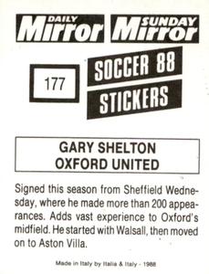 1987-88 Daily Mirror/Sunday Mirror Soccer 88 Stickers #177 Gary Shelton Back