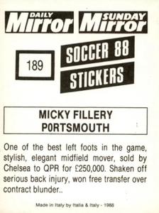 1987-88 Daily Mirror/Sunday Mirror Soccer 88 Stickers #189 Michael Fillery Back
