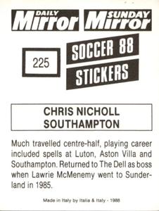 1987-88 Daily Mirror/Sunday Mirror Soccer 88 Stickers #225 Chris Nicholl Back