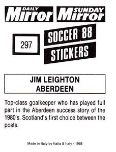 1987-88 Daily Mirror/Sunday Mirror Soccer 88 Stickers #297 Jim Leighton Back