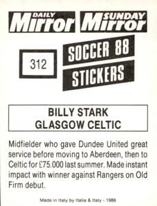 1987-88 Daily Mirror/Sunday Mirror Soccer 88 Stickers #312 Billy Stark Back
