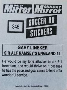 1987-88 Daily Mirror/Sunday Mirror Soccer 88 Stickers #346 Gary Lineker Back