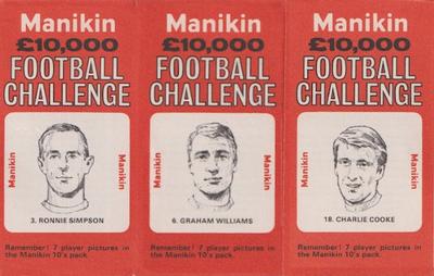 1969 J.R. Freeman Manikin Football Challenge - Uncut Trebles #3 / 6 / 18 Ronnie Simpson / Graham Williams / Charlie Cooke Front