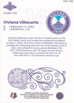 2022 Parkside NWSL Paramount #149 Viviana Villacorta Back