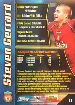 2001-02 Topps Premier Gold 2002 #L1 Steven Gerrard Back