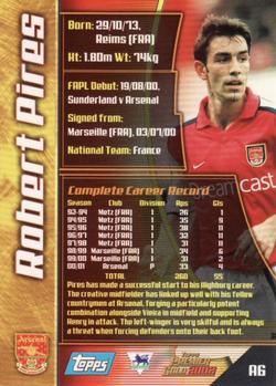2001-02 Topps Premier Gold 2002 #A6 Robert Pires Back