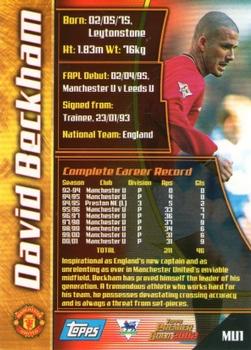 2001-02 Topps Premier Gold 2002 #MU1 David Beckham Back