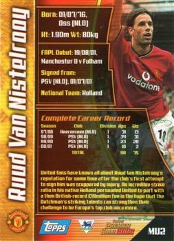2001-02 Topps Premier Gold 2002 #MU2 Ruud Van Nistelrooy Back