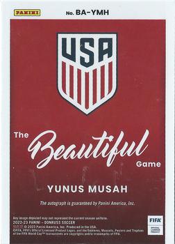 2022-23 Donruss - The Beautiful Game Autographs #BA-YMH Yunus Musah Back