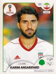 2018 Panini FIFA World Cup: Russia 2018 Stickers (Pink Backs, Made in Italy) #177 Karim Ansarifard Front