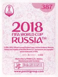 2018 Panini FIFA World Cup: Russia 2018 Stickers (Pink Backs, Made in Italy) #387 Kendall Waston Back
