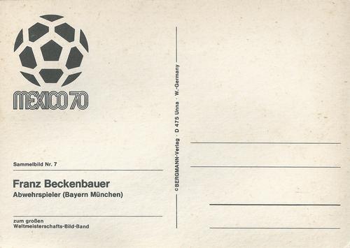 1970 Mexico 70 - IX Fußball-Weltmeisterschaft (Postcards) #7 Franz Beckenbauer Back
