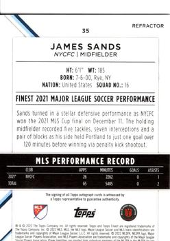 2022 Finest MLS - Base Set Autographs Refractor #35 James Sands Back