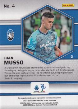 2021-22 Panini Mosaic Serie A #4 Juan Musso Back