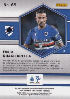 2021-22 Panini Mosaic Serie A #65 Fabio Quagliarella Back