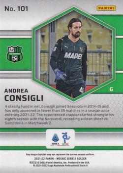 2021-22 Panini Mosaic Serie A #101 Andrea Consigli Back