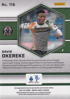2021-22 Panini Mosaic Serie A #116 David Okereke Back