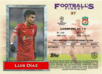 2021-22 Topps Finest Flashbacks UEFA Champions League #37 Luis Díaz Back
