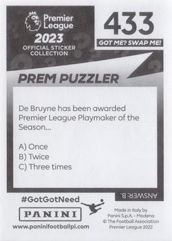 2022-23 Panini Premier League 2023 #433 Kevin De Bruyne Back