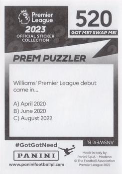 2022-23 Panini Premier League 2023 #520 Neco Williams Back