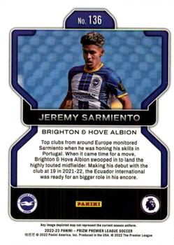 2022-23 Panini Prizm Premier League #136 Jeremy Sarmiento Back