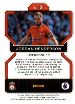 2022-23 Panini Prizm Premier League #191 Jordan Henderson Back