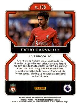 2022-23 Panini Prizm Premier League #198 Fabio Carvalho Back