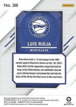 2021-22 Donruss Elite LaLiga Santander #38 Luis Rioja Back