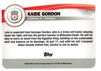 2022-23 Topps Liverpool Fan Set #LI-15 Kaide Gordon Back