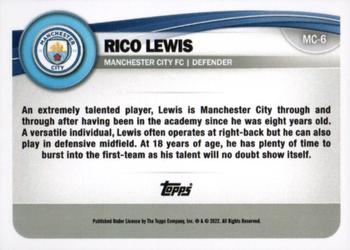 2022-23 Topps Manchester City Fan Set #MC-6 Rico Lewis Back