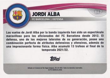 2022-23 Topps FC Barcelona Fan Set #BA-7 Jordi Alba Back