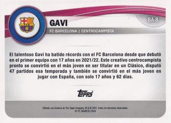 2022-23 Topps FC Barcelona Fan Set #BA-8 Gavi Back