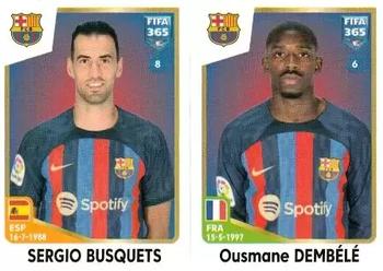 2023 Panini FIFA 365 The Golden World of Football #160 Sergio Busquets / Ousmane Dembélé Front