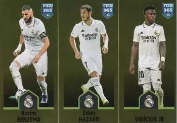 2023 Panini FIFA 365 The Golden World of Football #177 Karim Benzema / Eden Hazard / Vinícius Jr Front