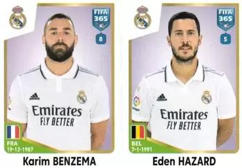 2023 Panini FIFA 365 The Golden World of Football #178 Karim Benzema / Eden Hazard Front