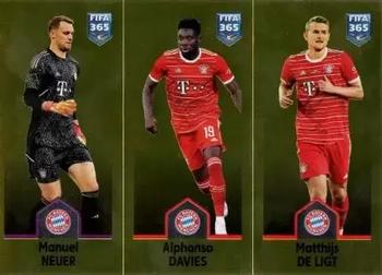 2023 Panini FIFA 365 The Golden World of Football #231 Manuel Neuer / Alphonso Davies / Matthijs de Ligt Front