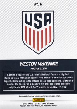2022 Panini Instant US National Team #6 Weston McKennie Back