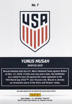 2022 Panini Instant US National Team #7 Yunus Musah Back