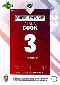 2023 Parkside USWNT SheBelieves Cup Team #4 Alana Cook Back